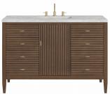 48 Inch Walnut Single Sink Bath Vanity with Silver Quartz