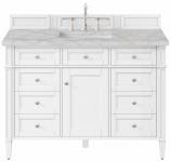 48 Inch White Single Sink Bathroom Vanity Silver Quartz Top