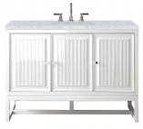 48 Inch White Single Sink Floating or Freestanding Bathroom Vanity White Marble