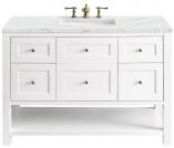 48 Inch White Single Sink Farmhouse Bath Vanity with Outlet