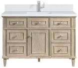 48 Inch Single Whitewashed Oak Bath Vanity White Quartz Top