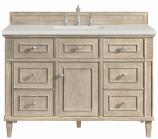 48 Inch Single Whitewashed Oak Bath Vanity Quartz Top