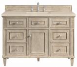 48 Inch Whitewashed Oak Single Bathroom Vanity Marfil Quartz