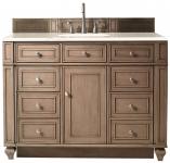 48 Inch Whitewashed Walnut Single Sink Vanity Marfil Quartz