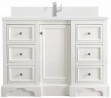 50 Inch Bright White Single Sink Bath Vanity White Quartz