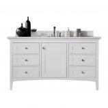 60 Inch Single Sink Bathroom Vanity in White with Choice of Top