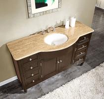 58 Inch Dark Walnut Single Sink Bathroom Vanity with Top Choice