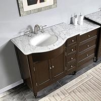 58 Inch Modern Espresso Single Bathroom Vanity with White Marble