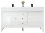 59 Inch Modern White Double Sink Bathroom Vanity White Top