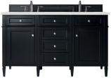 60 Inch Black Double Sink Bathroom Vanity Serena Quartz