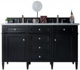 60 Inch Double Sink Bathroom Vanity in Black with Choice of Top