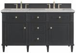 60 Inch Black Onyx Double Sink Bath Vanity with Pearl Quartz