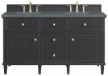 60 Inch Black Onyx Double Sink Bathroom Vanity Bleu Quartz