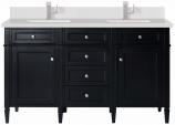 60 Inch Black Onyx Double Sink Bathroom Vanity White Quartz