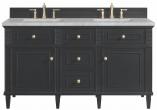 60 Inch Black Onyx Double Sink Vanity Silver Quartz