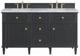 60 Inch Black Onyx Double Sink Vanity with Carrara Marble