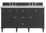 60 Inch Black Onyx Double Vanity Arctic Fall Solid Surface