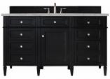 60 Inch Black Onyx Single Sink Bathroom Vanity Silver Quartz