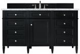 60 Inch Black Single Sink Bathroom Vanity Carrara Marble