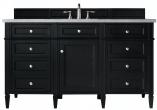 60 Inch Black Single Sink Bathroom Vanity Serena Quartz Top