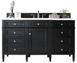 60 Inch Black Single Sink Bathroom Vanity White Quartz