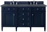 60 Inch Blue Double Sink Bathroom Vanity Charcoal Quartz