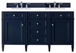 60 Inch Blue Double Sink Bathroom Vanity White Quartz