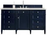 60 Inch Blue Single Sink Bathroom Vanity Carrara Marble