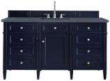 60 Inch Blue Single Sink Bathroom Vanity Charcoal Quartz