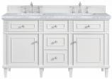 60 Inch Bright White Double Bathroom Vanity Carrara Marble