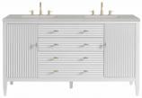 60 Inch Bright White Double Bathroom Vanity Serena Quartz Top