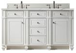 60 Inch Bright White Double Sink Bathroom Vanity Quartz