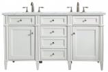 60 Inch Bright White Double Sink Bathroom Vanity Quartz