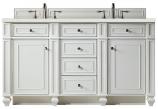 60 Inch Bright White Double Sink Bathroom Vanity Quartz Top