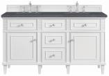 60 Inch Bright White Double Sink Vanity Charcoal Quartz Top