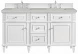 60 Inch Bright White Double Sink Vanity Serena Quartz Top