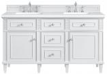 60 Inch Bright White Double Vanity with White Quartz Top