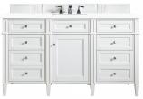 60 Inch Bright White Single Bathroom Vanity White Quartz Top