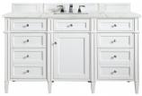 60 Inch Bright White Single Sink Bath Vanity Pearl Quartz