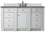 60 Inch Bright White Single Sink Bathroom Vanity Bleu Quartz