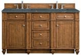 60 Inch Brown Double Sink Bathroom Vanity Parisien Quartz