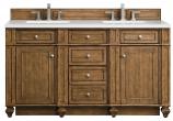 60 Inch Brown Double Sink Bathroom Vanity White Zeus Quartz