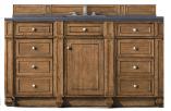 60 Inch Brown Single Sink Bathroom Vanity Charcoal Quartz