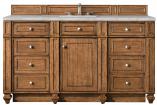 60 Inch Brown Single Sink Bathroom Vanity Silver Quartz