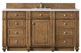 60 Inch Brown Single Sink Bathroom Vanity White Quartz