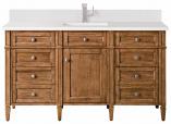 60 Inch Brown Single Sink Bathroom Vanity White Quartz