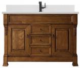 60 Inch Country Oak Single Sink Bathroom Vanity White Quartz