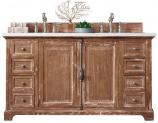 60 Inch Small Double Sink Bathroom Vanity | Rustic Driftwood