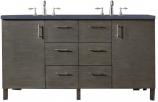 60 Inch Double Bathroom Vanity in Silver Oak Charcoal Quartz