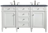 60 Inch Double Bathroom Vanity in White Charcoal Quartz Top